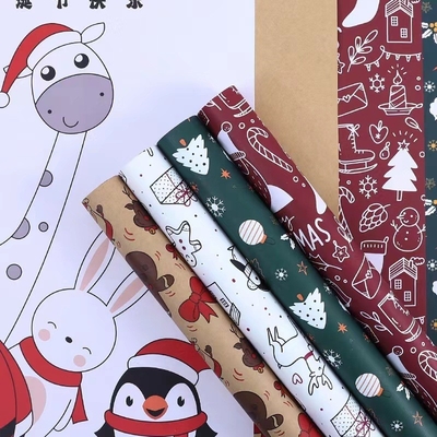 良い価格 メリー クリスマスのギフトの包装紙58cm x袋でクラフト紙の20枚のシート印刷される58cm オンライン