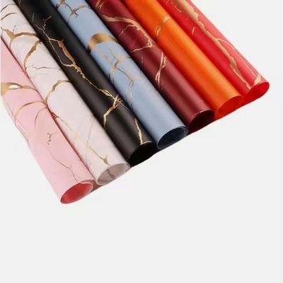 購入 卸売 金色のマーブル化 花の包装紙 防水 花材 プレゼント包装 online manufacture