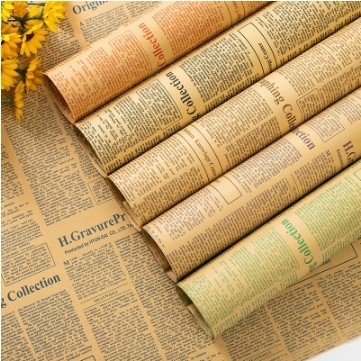良い価格 50*70cm フラワーラッピング紙 プレゼントパッケージ用 ヴィンテージ 英語 新聞スタイル オンライン