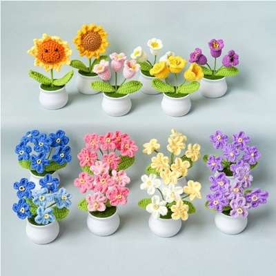 良い価格 完成品 手織り 谷の百合 花器 家庭飾り 編み物 人工花 羊毛 ハッキング 花束 人工花 プレゼント オンライン