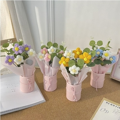 良い価格 女性の日 プレゼント 女神の日 プラシュ花 携帯式抱擁バケツ 花 手織り花束 多色 オンライン