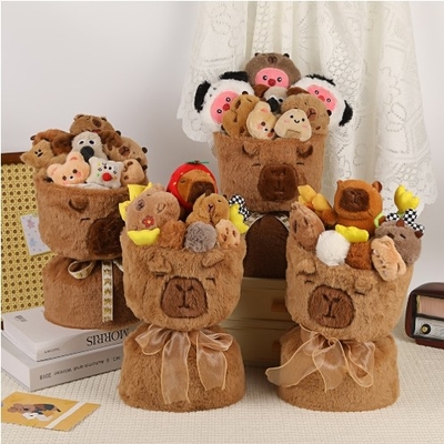 良い価格 キャピバラ人形花束 幸せのクリスマスプレゼント プルーシュ 可愛い誕生日玩具 ハグバケツ飾り付け オンライン