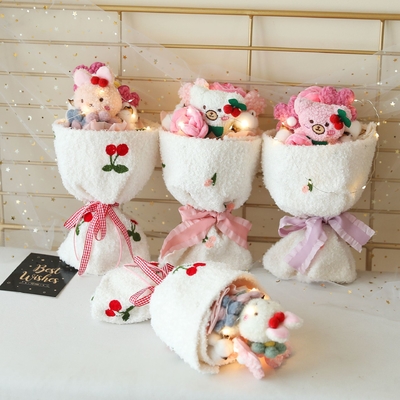良い価格 ぬいぐるみの花束 可愛いプルーシウイカの花束 クリスマス・ホリデー・ギフト 完成品 布の花束 オンライン