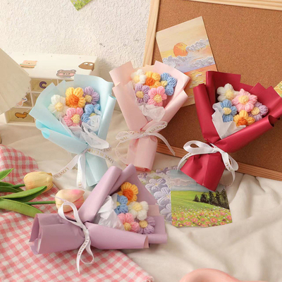 購入 手作りパフステッチ ミニニット ブーケット かわいい糸花のプレゼント 彼女のベスティーの誕生日/バレンタインデー online manufacture