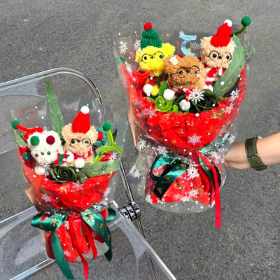 購入 クリスマス ツインタイ 子犬 プルーシュ ブーケット 手作り 可愛い 犬 花 プレゼント 彼氏/女友 プレゼント 準備済み online manufacture