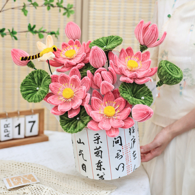 良い価格 35x38cm 手作り ツインストッド 花束 素材 キット 本物のシルク 織物 フアン・フア 子供のための創造的でカラフルな贈り物 オンライン
