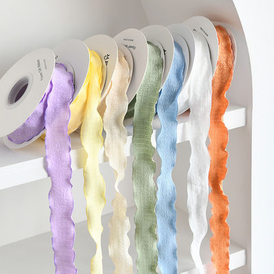 購入 2.5cm 折りたたみの波糸 花のリボン 魚の尾糸 包まれた花のリボン 雪のリボン シフンリボン リボン オンライン製造