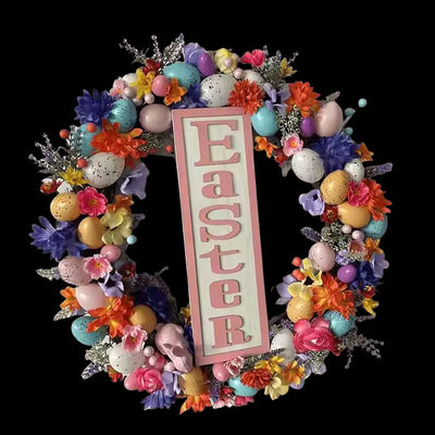 購入 センマシン卵 玄関用のイースター花束 春飾り 混ざったカラフルなプラスチック卵 人工葉 花の花束 オンライン製造