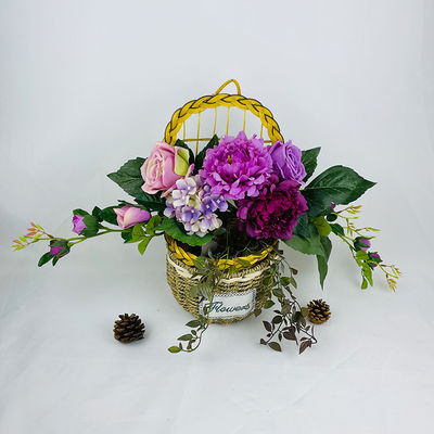 良い価格 製造者の新しい真似 ヨーロッパの風のピオニー 組み合わせ ホルテンジア 布の花束 家庭式結婚式 角状の花飾り 壁掛け オンライン