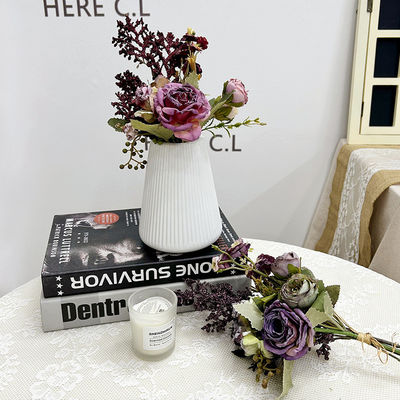 良い価格 フランス様式 焼いた多頭バラ 模擬花のテーブル 花の配列 手持ちの花 偽りの花束の飾り オンライン