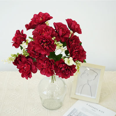 良い価格 5 ペオニーとクリザンテーム 人工のシルク花,ペオニーの人工の花,手持ちの花束,結婚式の花飾り,テーブル装飾の花飾り オンライン