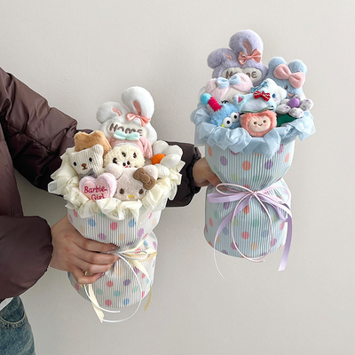 購入 ドーパミンのポルカドット布で 完成した花束 石けん ローズ バレンタインデープレゼント オンライン製造