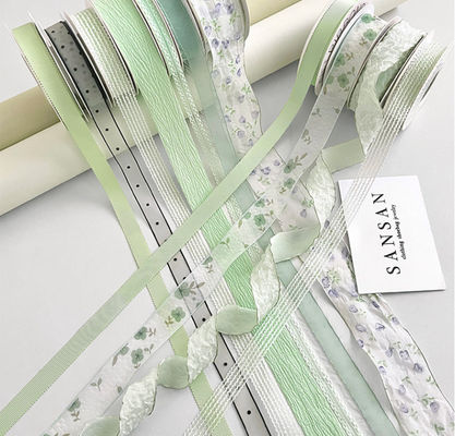 購入 1cm 洗えるミントマンボリボン 花束 フローート 手作り 花のデザイン DIY ギフトケーキパック 飾り付けストラップ オンライン製造