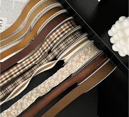 購入 人工秋/冬マイラードシリーズリボンフラワーギフトストラップブーケDIYリボンフラワーアレンジメントギフト包装テープブラウン/カスタマイズされた色 オンライン製造