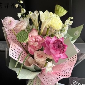 購入 丸い西窓 バンブー フェンフワ紙 花の配列 花の包装紙 online manufacture