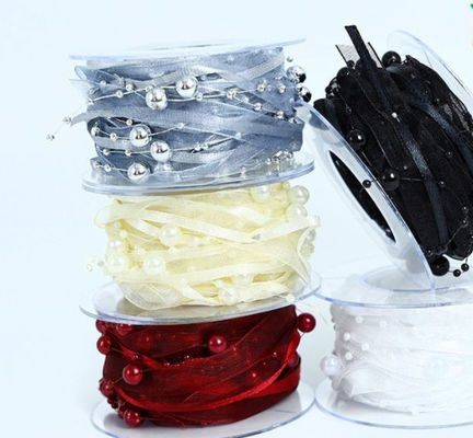 良い価格 パールラブヤーン パールチェーンリボン フラワー包装材料 ビーズヘアアクセサリー ギフト DIYリボン 1cm / 5m 色落ちなし オンライン