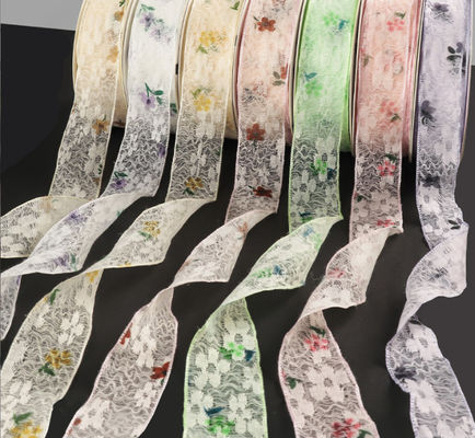 購入 グリーン 2.5cm/10m リボンレース 花材 七夕 バレンタインデー 美容 チュールブーケ オンライン製造