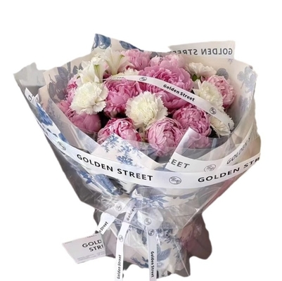 購入 フラワーラッピングペーパー 青と白磁の花束 38*50cmサイズ online manufacture