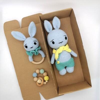購入 100% 手作りかぎ針編みバニーおもちゃあみぐるみ人形かぎ針編み動物ぬいぐるみバニーベビー歯が生えるおもちゃ オンライン製造