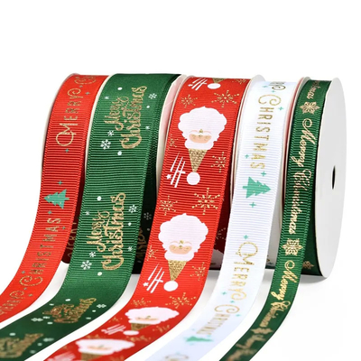 良い価格 著名なクリスマスリボン ギフト テープ ウェブ 卸売 サテン ロゴ付き パーティー 家具飾り オンライン