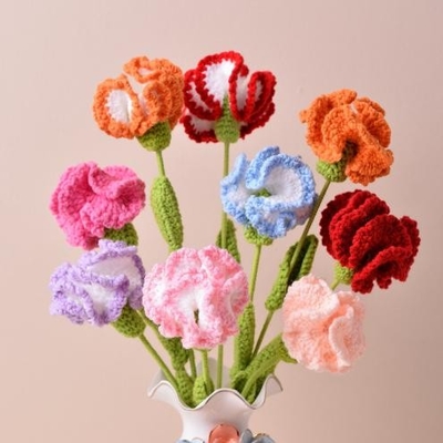 良い価格 母の日 プレゼント 手作り 花束 完成品 ハンケチ カーネーション 人工花 多色 20x5cm オンライン