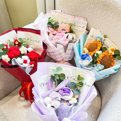 良い価格 520 母の日 花束 羊毛編み 手作り 花 卒業 シーズン オンライン