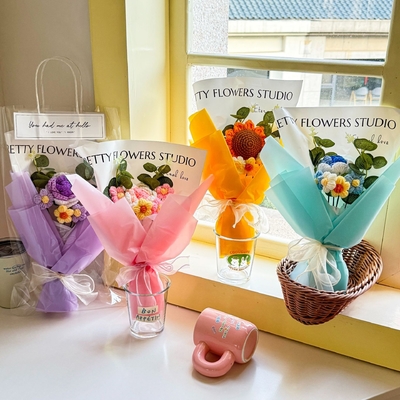 良い価格 バレンタインデー ギフト 織り花束 ハンドバッグ 多彩の花模擬 オンライン
