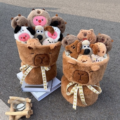 良い価格 20x35cm かわいいキャピバラ プルーシュ人形 漫画人形花束 バレンタインデーにガールフレンドにプレゼント オンライン