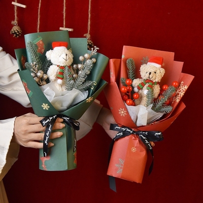 良い価格 クリスマス 花束 手作り ニット 人工 花束 クリスマス 熊 人形 花束 クリスマス イブ ギフト サンタクロース 花束 オンライン