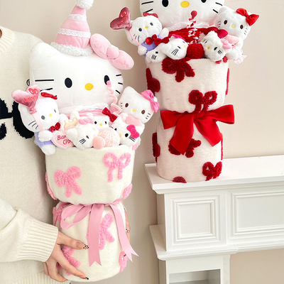 良い価格 ワレエティ 可愛いキティ 猫 プルーシュ人形 女の子のバレンタインデープレゼントと誕生日プレゼントのための大きな花束 30x66cm オンライン