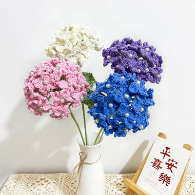 良い価格 9x45cm 手作り ハロケスト ホルテンジア ブーケット 結婚式のプレゼントのための偽りの花飾り 編み物 オンライン