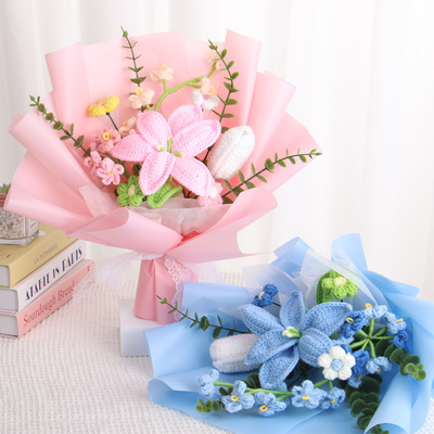 良い価格 国境を越えた母の日の贈り物 誕生日 編み物 ローズ花束 羊毛 編み物 紫陽花 シミュレーション 花蓮 オンライン