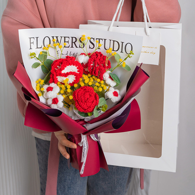 良い値段 40x30cm カーネーション 編み糸の花束 母の日プレゼント オンライン