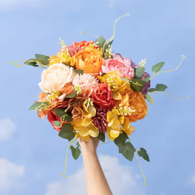 良い価格 小頭 ペオニー ブッシュ 人工 ペルシアン ローズ 花 結婚 結婚 花束 卸売 シルク ローズ 花 オンライン