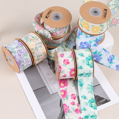 良い価格 ローズプリント リボン ヘアアクセサリー DIY ギフト 花包装 靴 花草帽 弓 リボン ローズ リボン オンライン