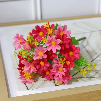シミュレーション花 小さいデージ ジャンプオーキデア 人工花 28頭 庭の家飾り シルクの花 屋外プロジェクト 小さな野生のクリスアンテーム
