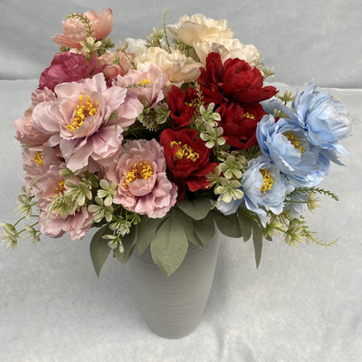 新しい6頭のポポ・ピオニー シミュレーション花束 結婚式のガイドセット 偽りの花 家庭用写真 道具 手工業用シルク花