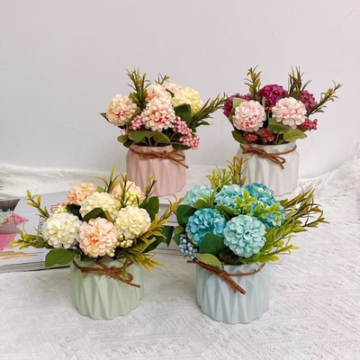 人工花,ホルテンジア盆栽植物,リビングとダイニングルームの装飾品,人工花,緑植物,盆栽植物,テーブル装飾品の卸売