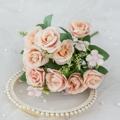 良い価格 10 ノルディック春のバラ シミュレーション花束 プラスチック 偽りの花 家庭用 結婚式飾り 飾り付け 糸花 オンライン