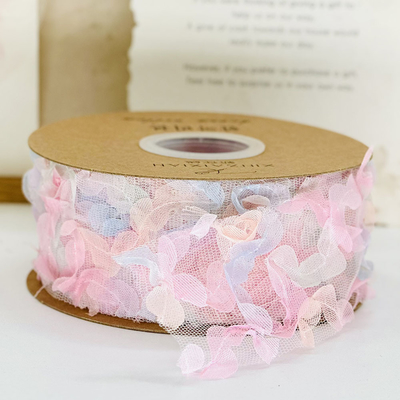 5cm/100m ポリエステル 韓国式 花の花びら 靴付き 花の帽子 花の弓 DIY ヘアアクセサリー シルク素材