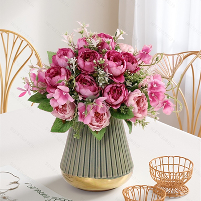 良い価格 工場直販の 人工花,偽花束,香水,ピオニー,家庭装飾花束,祭りのプレゼント,手作り花の卸売 オンライン