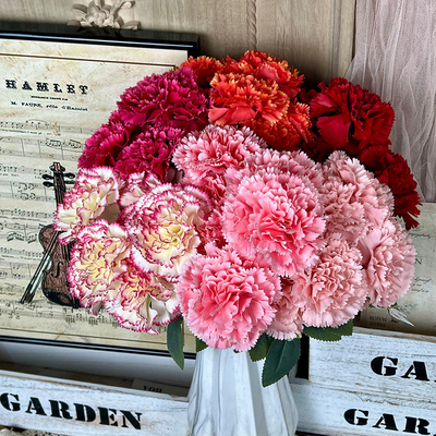 良い価格 Carnation artificial artificial flower bouquets, artificial plastic flowers, high-end living room ornaments, wedding flower art finished products オンライン