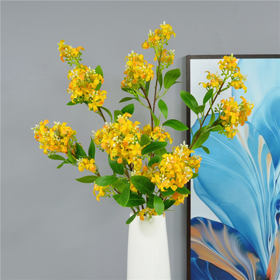 良い価格 千マイル香水 単枝 金色オスマントス シミュレーション花 高品質 紫色の花 リビングルーム デスクトップ シルク 花の配列 飾り付け オンライン