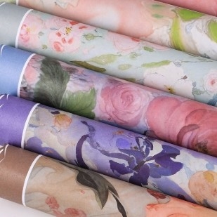 芸術的概念 オイルペイントシリーズ 花の配列 花の包装紙