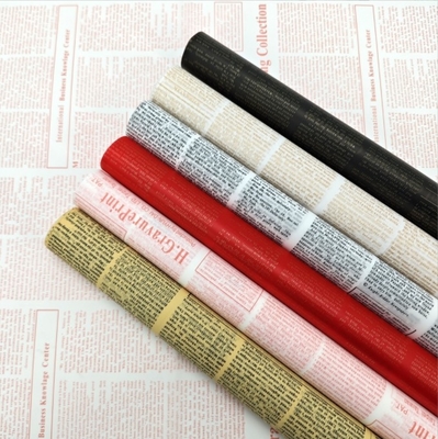 良い価格 Wholesale of leather-colored English retro newspaper wrapping paper, flower bouquet wrapping paper, Korean vegetarian paper, waterproof floral art, flower shop オンライン