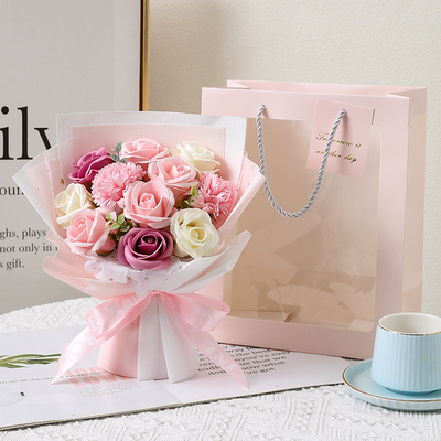 良い価格 バレンタインデープレゼント 恋人と親友の誕生日プレゼント ローズソープ 11本のお花 ハンドバッグの花束 オンライン