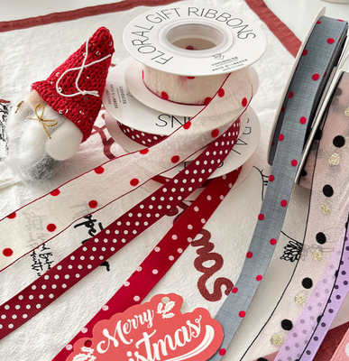 良い価格 DIY 包装 必須 白いポルカドット リボン 人工 弓ネクタイ と 花の アレンジメント オンライン