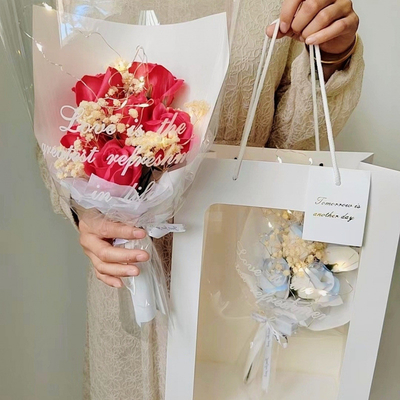 良い価格 人工花, 人工花,バラ, 女の子の誕生日プレゼント, 母の日, バレンタインデー, 石けんの花, 乾燥した花 オンライン