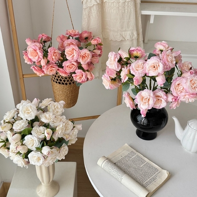 良い価格 韓国のスタイル 12頭 エルザ・ローズ シミュレーション 花 ローズ 偽りの花 家 リビング ダイニング テーブル 飾り 写真 プロペラ オンライン