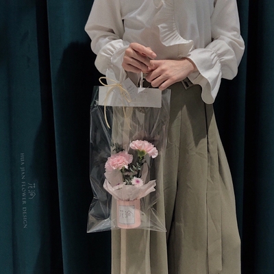 良い価格 ミニハグバケツ 単一の花の配列バケツ ピンク色の小さなシリンダー DIY花束の包装箱 チューリップ花のチューブ卸売 オンライン